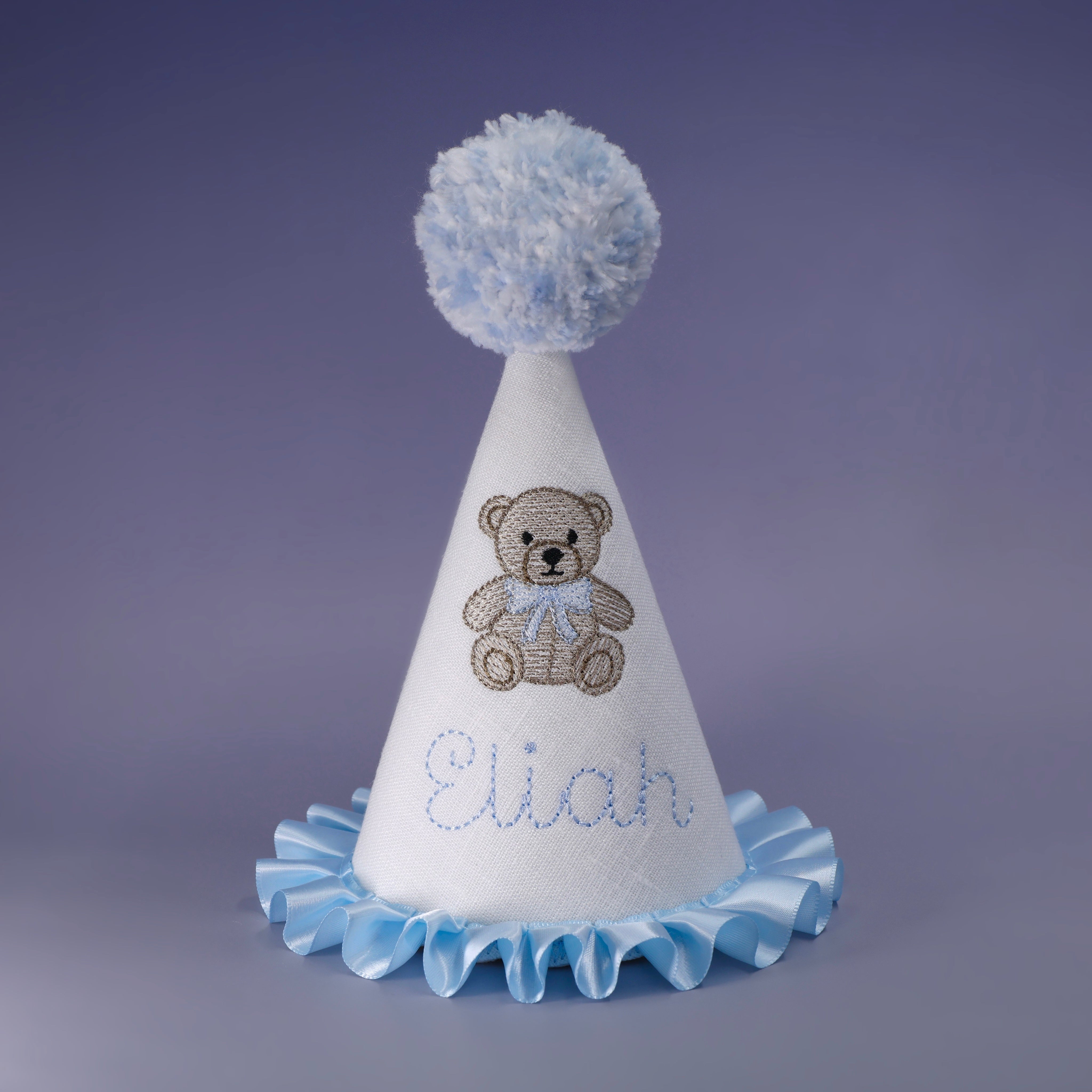 kids birthday hat, kids birthday party, 1st birthday hat, one birthday hat, first birthday hat, linen birthday hat, baby birthday hat, childs birthday hat, fabric birthday hat, toddler birthday hat, custom birthday hat, pastel birthday hat, customized birthday hat, personalized birthday hat, embroidered birthday hat, white birthday hat, name birthday hat, bear birthday hat, blue birthday hat