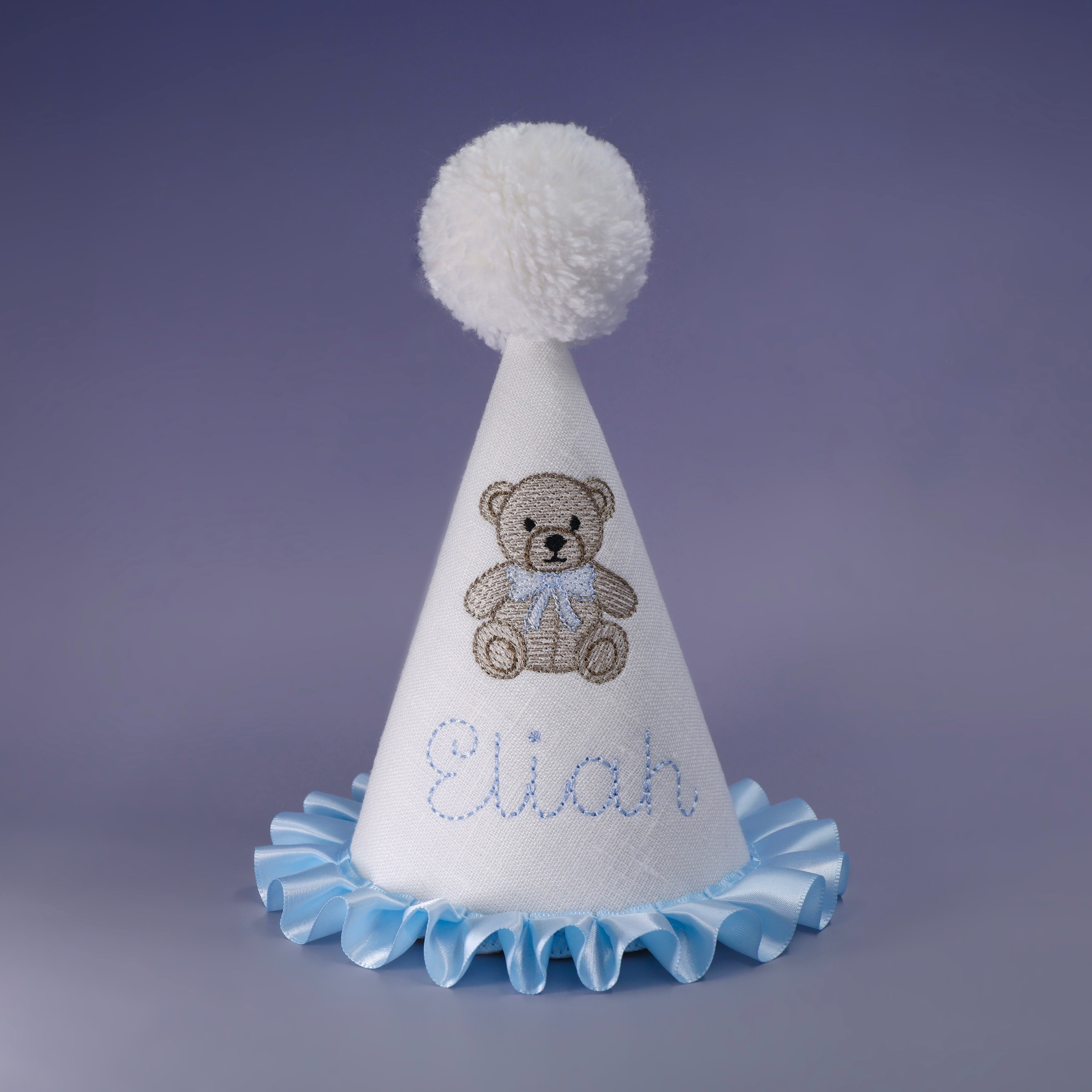 kids birthday hat, kids birthday party, 1st birthday hat, one birthday hat, first birthday hat, linen birthday hat, baby birthday hat, childs birthday hat, fabric birthday hat, toddler birthday hat, custom birthday hat, pastel birthday hat, customized birthday hat, personalized birthday hat, embroidered birthday hat, white birthday hat, name birthday hat, bear birthday hat, blue birthday hat