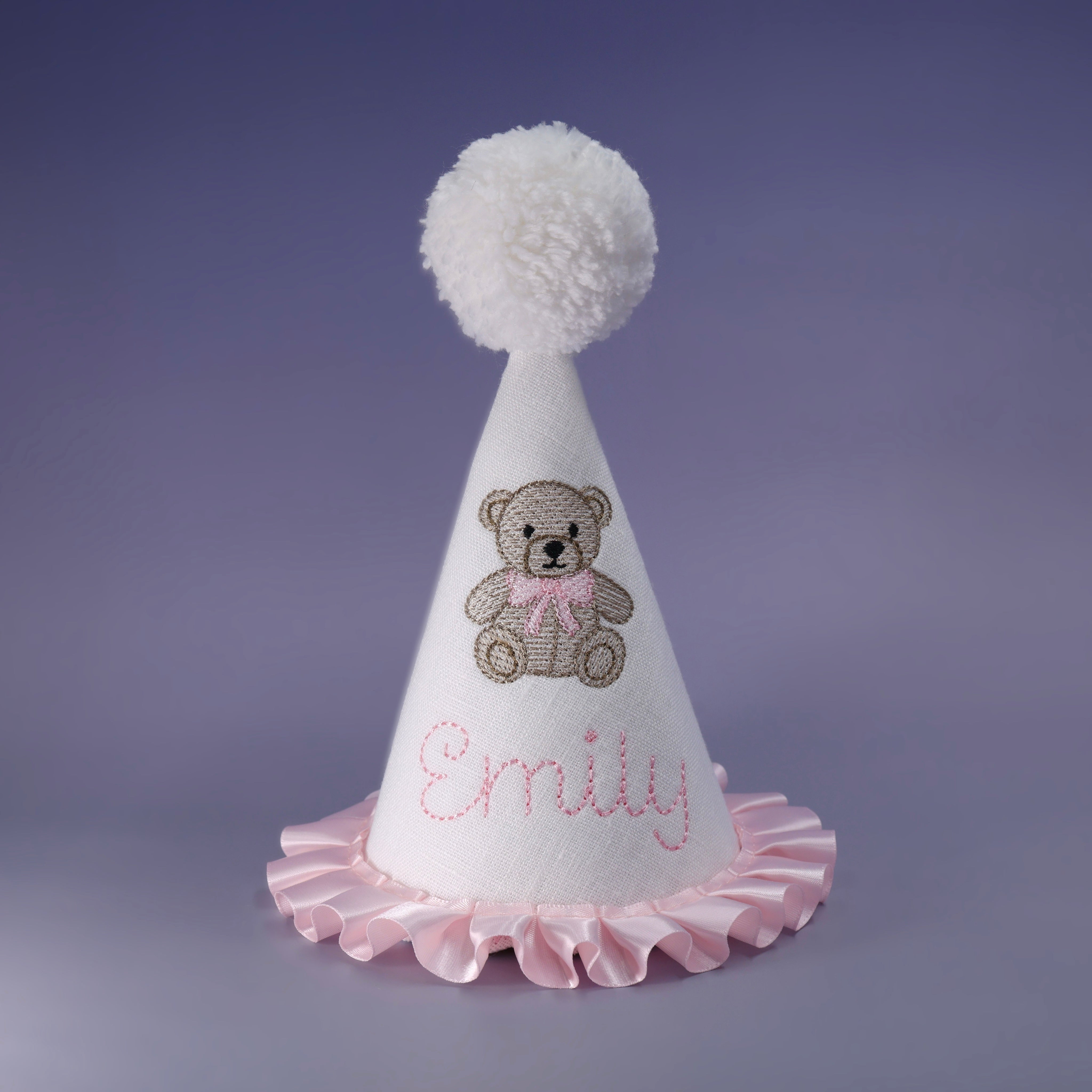 kids birthday hat, kids birthday party, 1st birthday hat, one birthday hat, first birthday hat, linen birthday hat, baby birthday hat, childs birthday hat, fabric birthday hat, toddler birthday hat, custom birthday hat, pastel birthday hat, customized birthday hat, personalized birthday hat, embroidered birthday hat, white birthday hat, name birthday hat, bear birthday hat, pink birthday hat