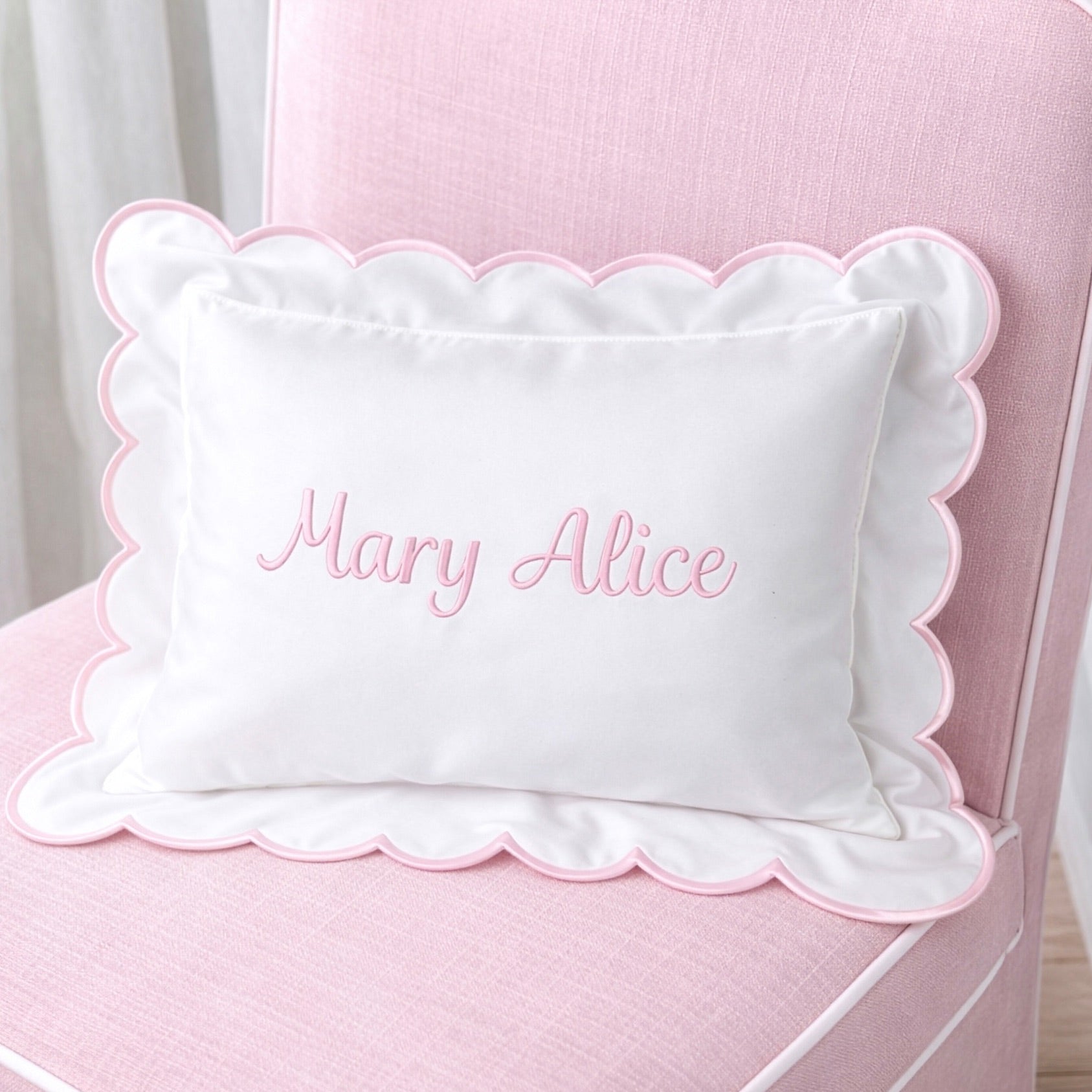 Cursive Embroidered Baby Pillow Personalized Scallop Pillow Sham, Baby Decor Personalized Monogram Nursery Pillow, nursery decor, embroidered baby name, embroidered baby girl pillow sham, baby gift, machine embroidered gifts baby, embroidered letter pillow, embroidered initial pillow, embroidered monogram pillow, childrens embroidered pillow, small embroidered pillow, embroidered name pillow, embroidered baby pillow, embroidered pillow custom, embroidered pillow sham