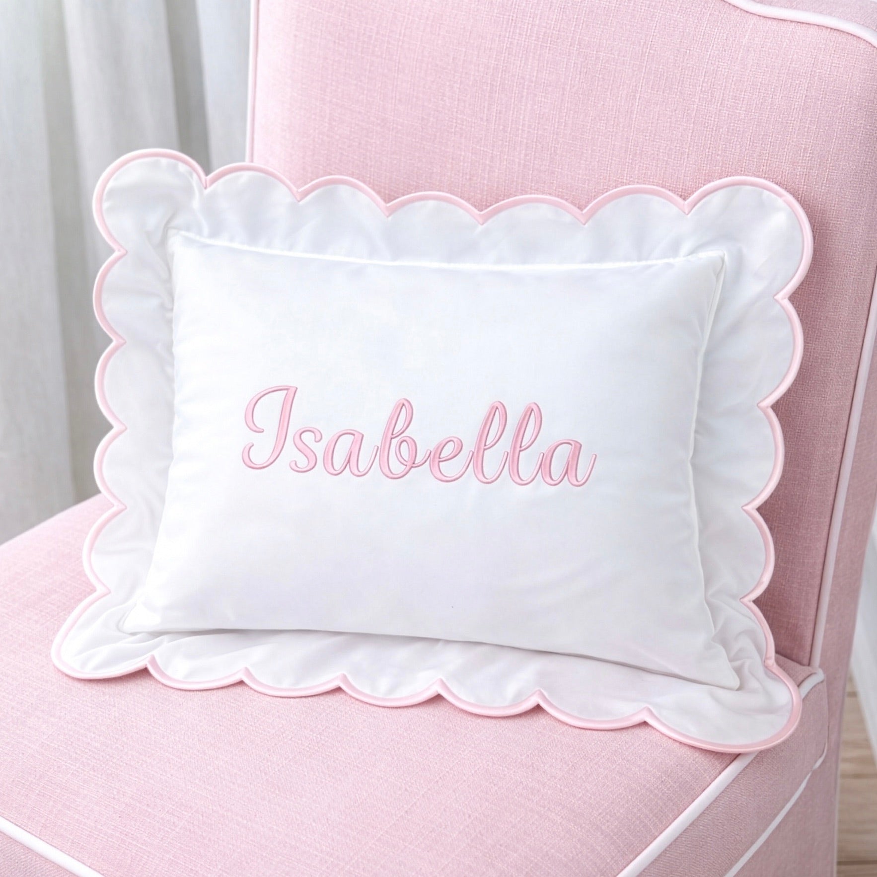 Cursive Embroidered Baby Pillow Personalized Scallop Pillow Sham, Baby Decor Personalized Monogram Nursery Pillow, nursery decor, embroidered baby name, embroidered baby girl pillow sham, baby gift, machine embroidered gifts baby, embroidered letter pillow, embroidered initial pillow, embroidered monogram pillow, childrens embroidered pillow, small embroidered pillow, embroidered name pillow, embroidered baby pillow, embroidered pillow custom, embroidered pillow sham