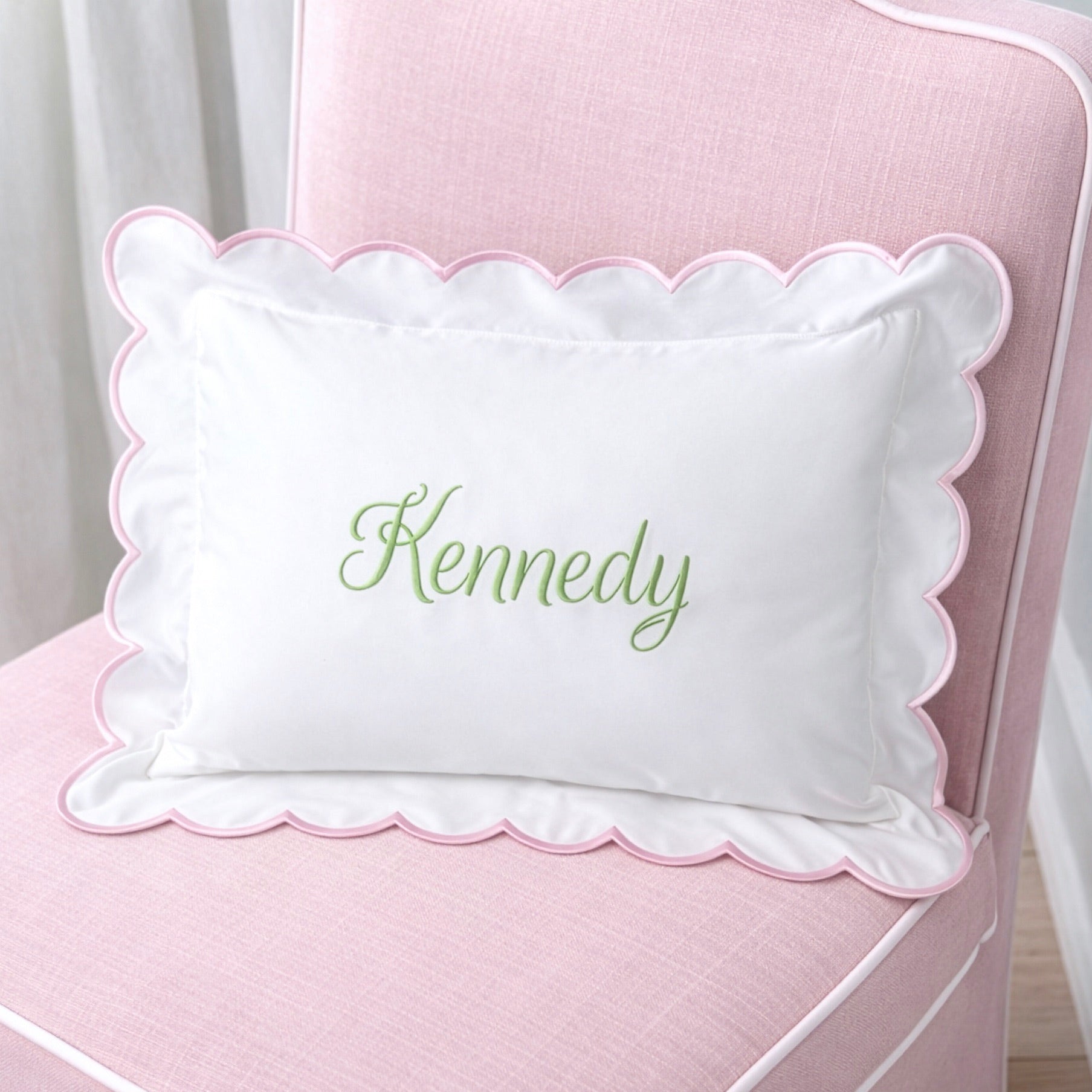 Cursive Embroidered Baby Pillow Personalized Scallop Pillow Sham, Baby Decor Personalized Monogram Nursery Pillow, nursery decor, embroidered baby name, embroidered baby girl pillow sham, baby gift, machine embroidered gifts baby, embroidered letter pillow, embroidered initial pillow, embroidered monogram pillow, childrens embroidered pillow, small embroidered pillow, embroidered name pillow, embroidered baby pillow, embroidered pillow custom, embroidered pillow sham