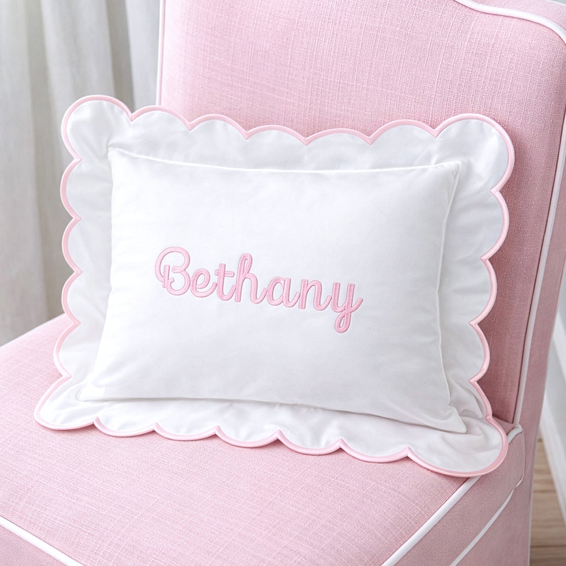Cursive Embroidered Baby Pillow Personalized Scallop Pillow Sham, Baby Decor Personalized Monogram Nursery Pillow, nursery decor, embroidered baby name, embroidered baby girl pillow sham, baby gift, machine embroidered gifts baby, embroidered letter pillow, embroidered initial pillow, embroidered monogram pillow, childrens embroidered pillow, small embroidered pillow, embroidered name pillow, embroidered baby pillow, embroidered pillow custom, embroidered pillow sham