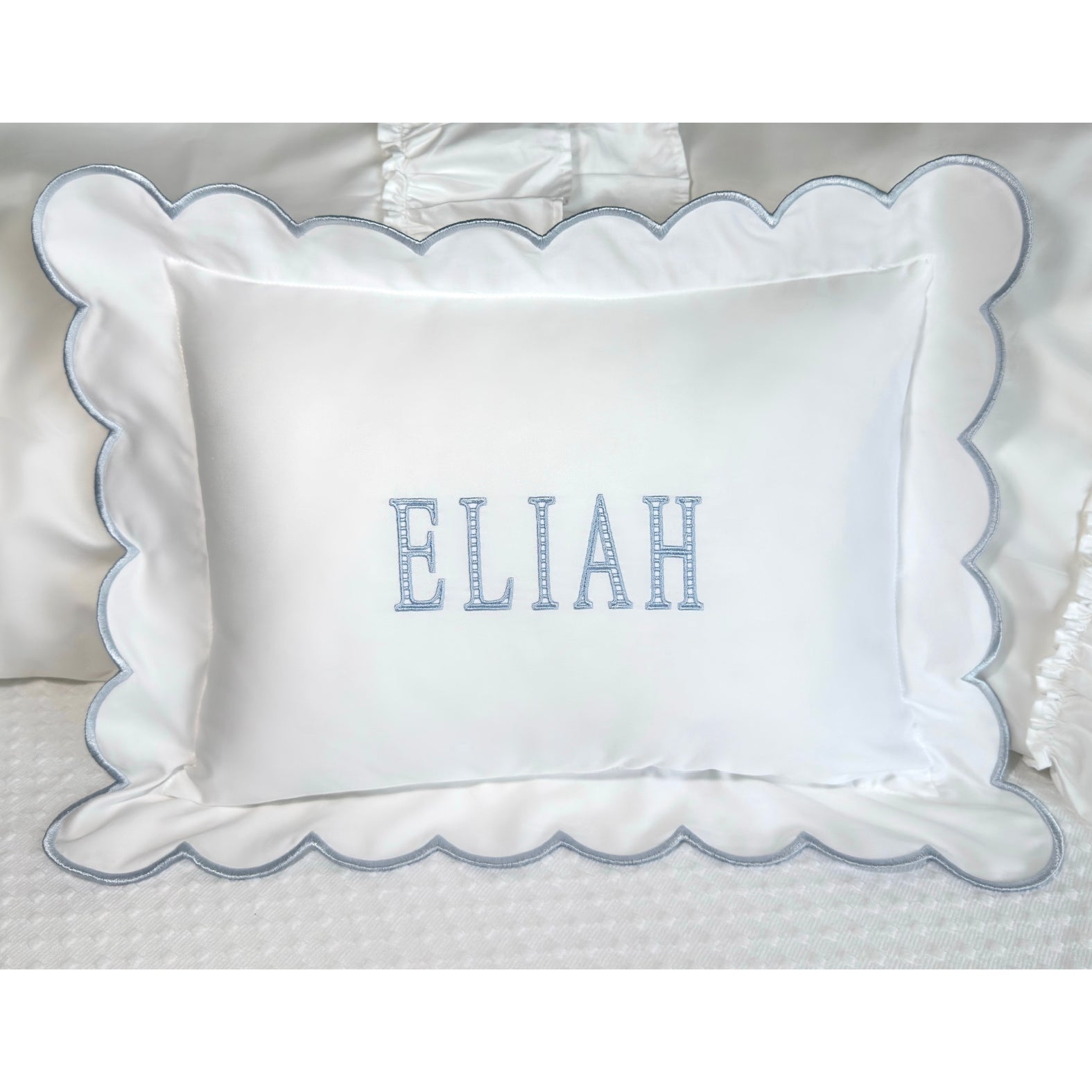 Embroidered Baby Pillow Personalized Scallop Pillow Sham, Baby Decor Personalized Monogram Nursery Pillow, nursery decor, embroidered baby name, embroidered baby girl pillow sham, baby gift, machine embroidered gifts baby, embroidered letter pillow, embroidered initial pillow, embroidered monogram pillow, childrens embroidered pillow, small embroidered pillow, embroidered name pillow, embroidered baby pillow, embroidered pillow custom, embroidered pillow sham