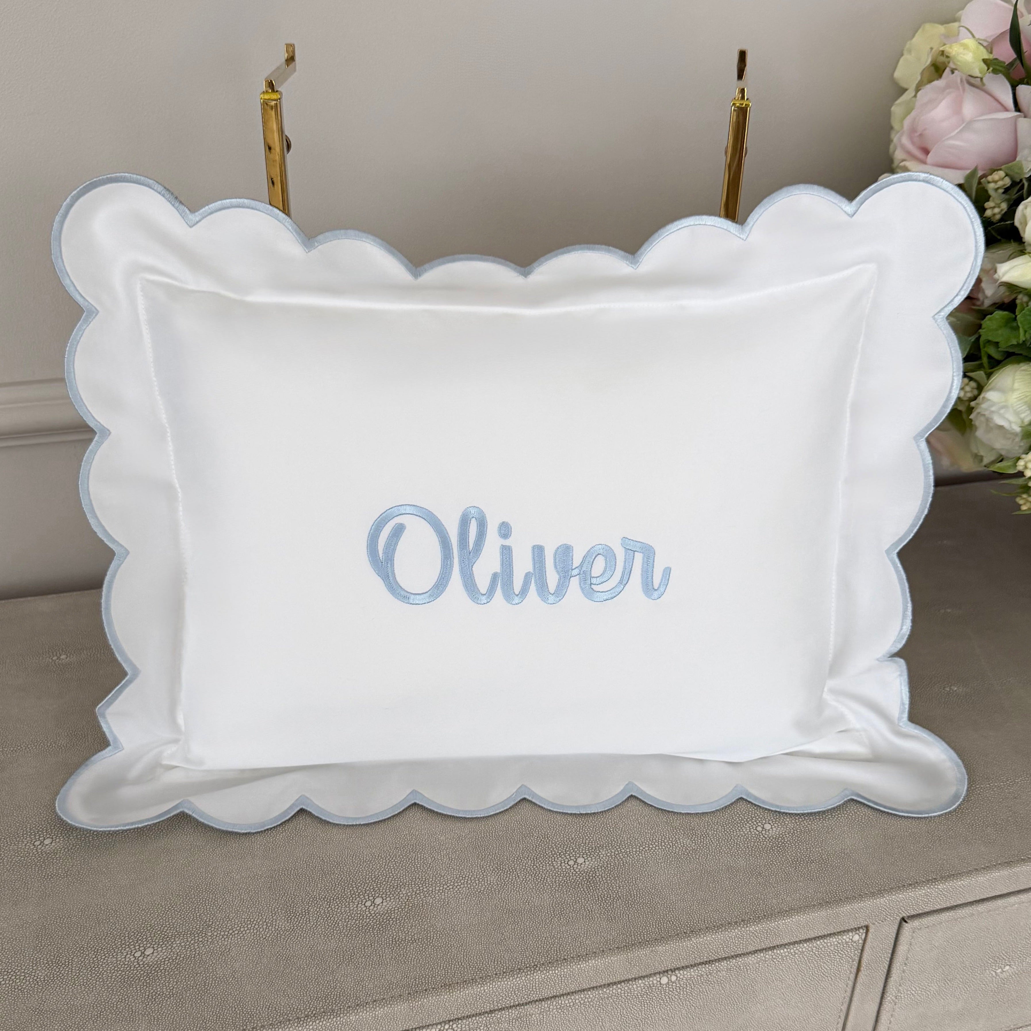 Cursive Embroidered Baby Pillow Personalized Scallop Pillow Sham, Baby Decor Personalized Monogram Nursery Pillow, nursery decor, embroidered baby name, embroidered baby girl pillow sham, baby gift, machine embroidered gifts baby, embroidered letter pillow, embroidered initial pillow, embroidered monogram pillow, childrens embroidered pillow, small embroidered pillow, embroidered name pillow, embroidered baby pillow, embroidered pillow custom, embroidered pillow sham