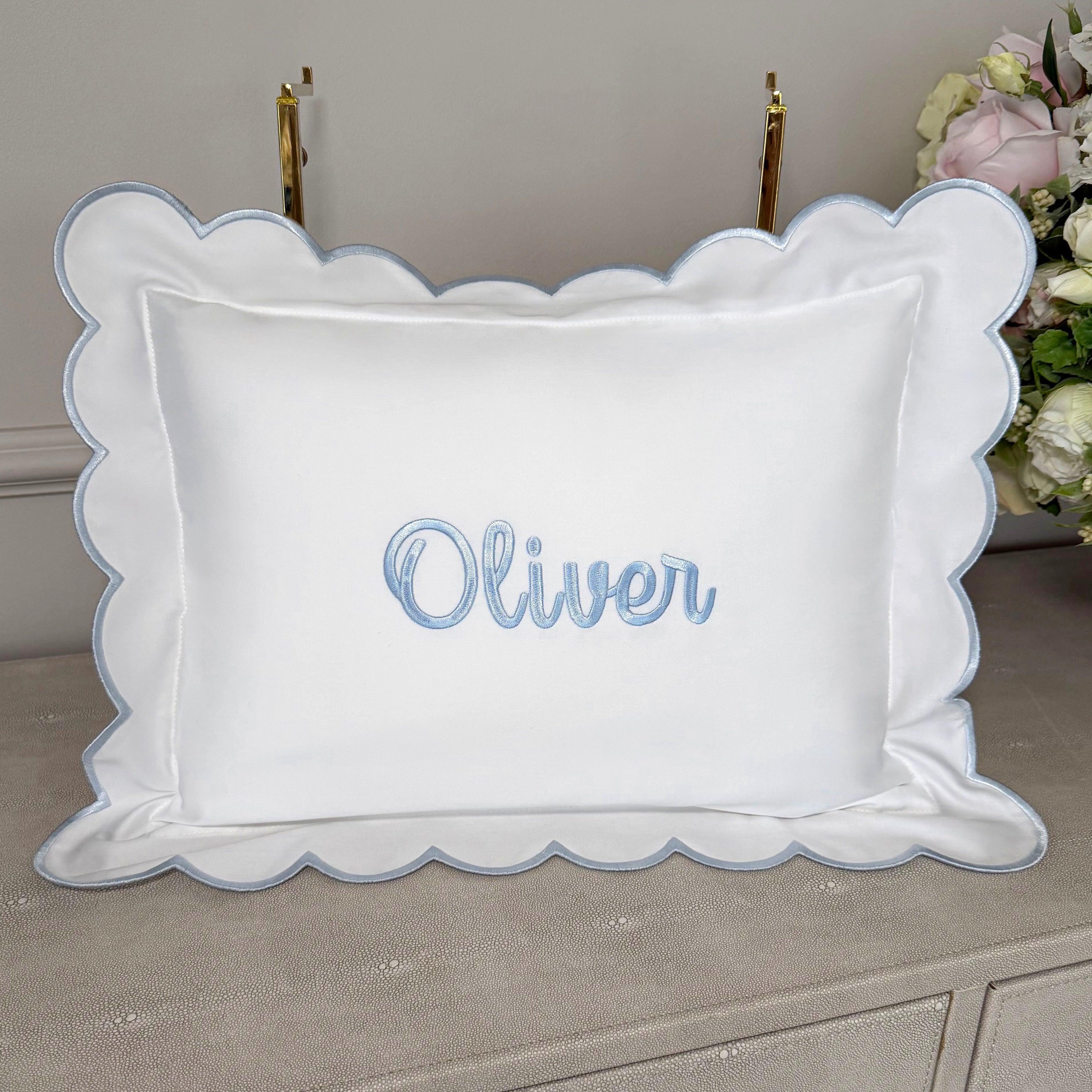 Cursive Embroidered Baby Pillow Personalized Scallop Pillow Sham, Baby Decor Personalized Monogram Nursery Pillow, nursery decor, embroidered baby name, embroidered baby girl pillow sham, baby gift, machine embroidered gifts baby, embroidered letter pillow, embroidered initial pillow, embroidered monogram pillow, childrens embroidered pillow, small embroidered pillow, embroidered name pillow, embroidered baby pillow, embroidered pillow custom, embroidered pillow sham