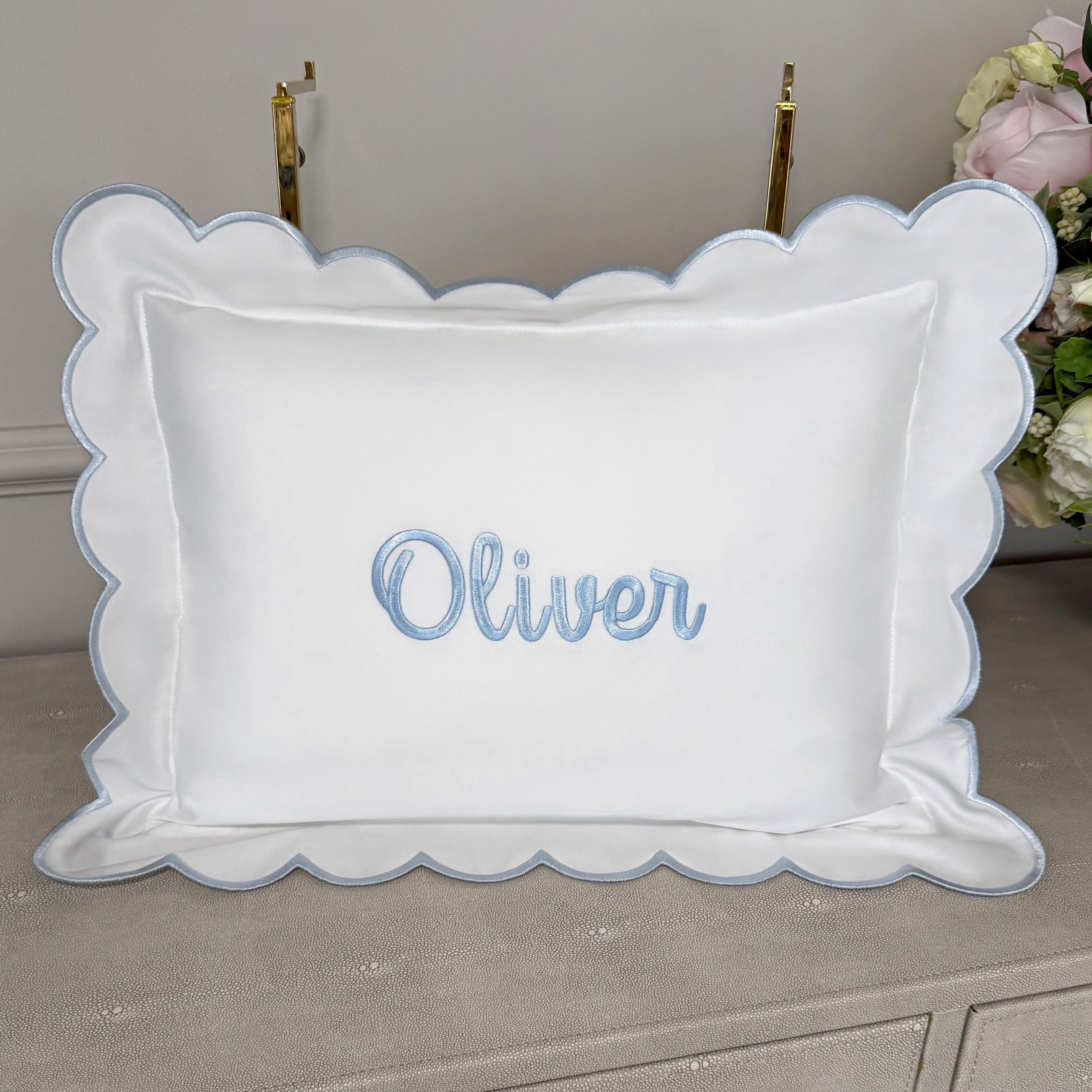 Cursive Embroidered Baby Pillow Personalized Scallop Pillow Sham, Baby Decor Personalized Monogram Nursery Pillow, nursery decor, embroidered baby name, embroidered baby girl pillow sham, baby gift, machine embroidered gifts baby, embroidered letter pillow, embroidered initial pillow, embroidered monogram pillow, childrens embroidered pillow, small embroidered pillow, embroidered name pillow, embroidered baby pillow, embroidered pillow custom, embroidered pillow sham