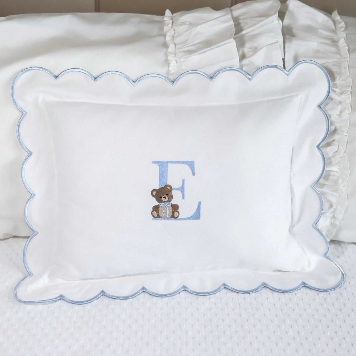 Embroidered Baby Pillow Personalized Scallop Pillow Sham, Baby Decor Personalized Monogram Nursery Pillow, nursery decor, embroidered baby name, embroidered baby girl pillow sham, baby gift, machine embroidered gifts baby, embroidered letter pillow, embroidered initial pillow, embroidered monogram pillow, childrens embroidered pillow, small embroidered pillow, embroidered name pillow, embroidered baby pillow, embroidered pillow custom, embroidered pillow sham