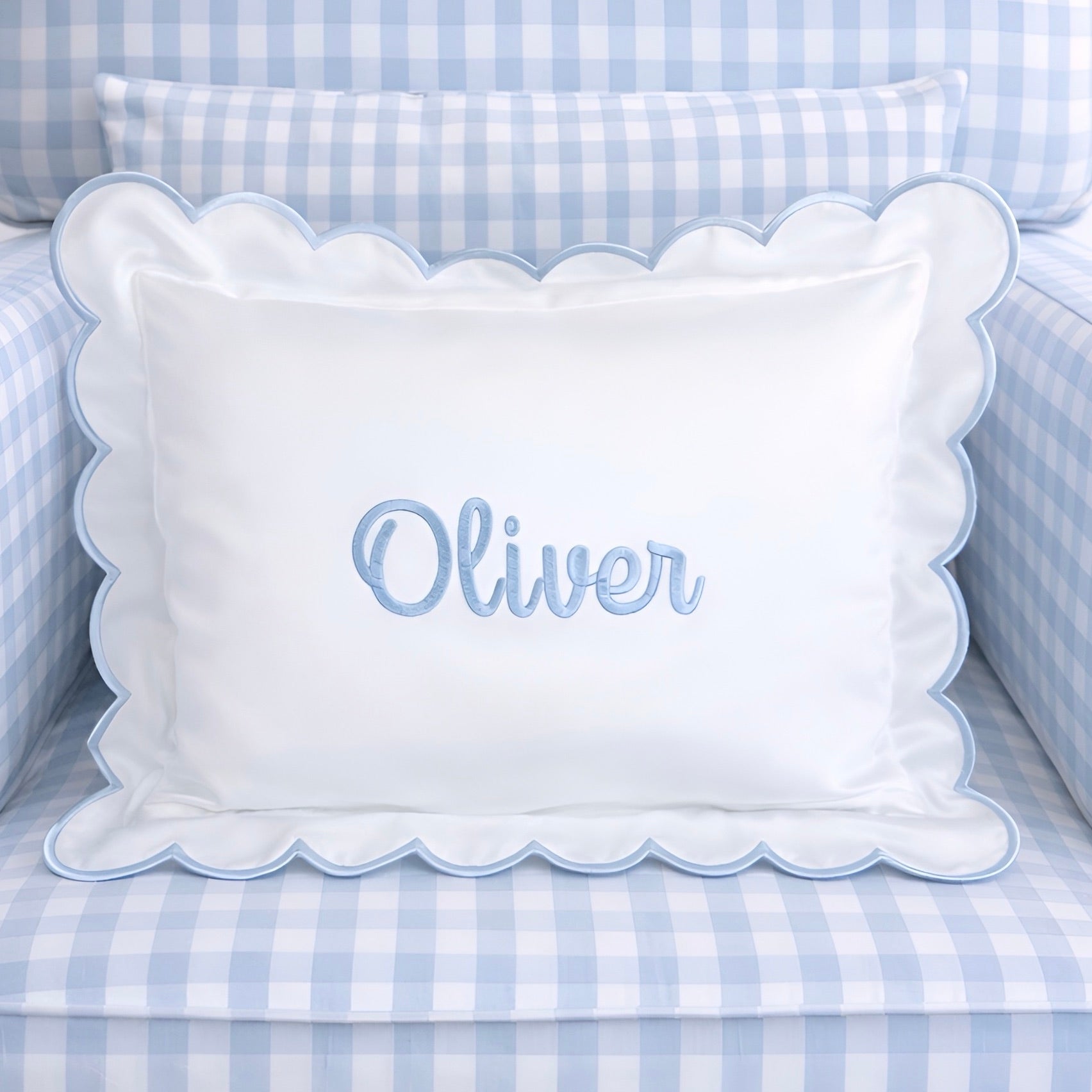 Cursive Embroidered Baby Pillow Personalized Scallop Pillow Sham, Baby Decor Personalized Monogram Nursery Pillow, nursery decor, embroidered baby name, embroidered baby girl pillow sham, baby gift, machine embroidered gifts baby, embroidered letter pillow, embroidered initial pillow, embroidered monogram pillow, childrens embroidered pillow, small embroidered pillow, embroidered name pillow, embroidered baby pillow, embroidered pillow custom, embroidered pillow sham