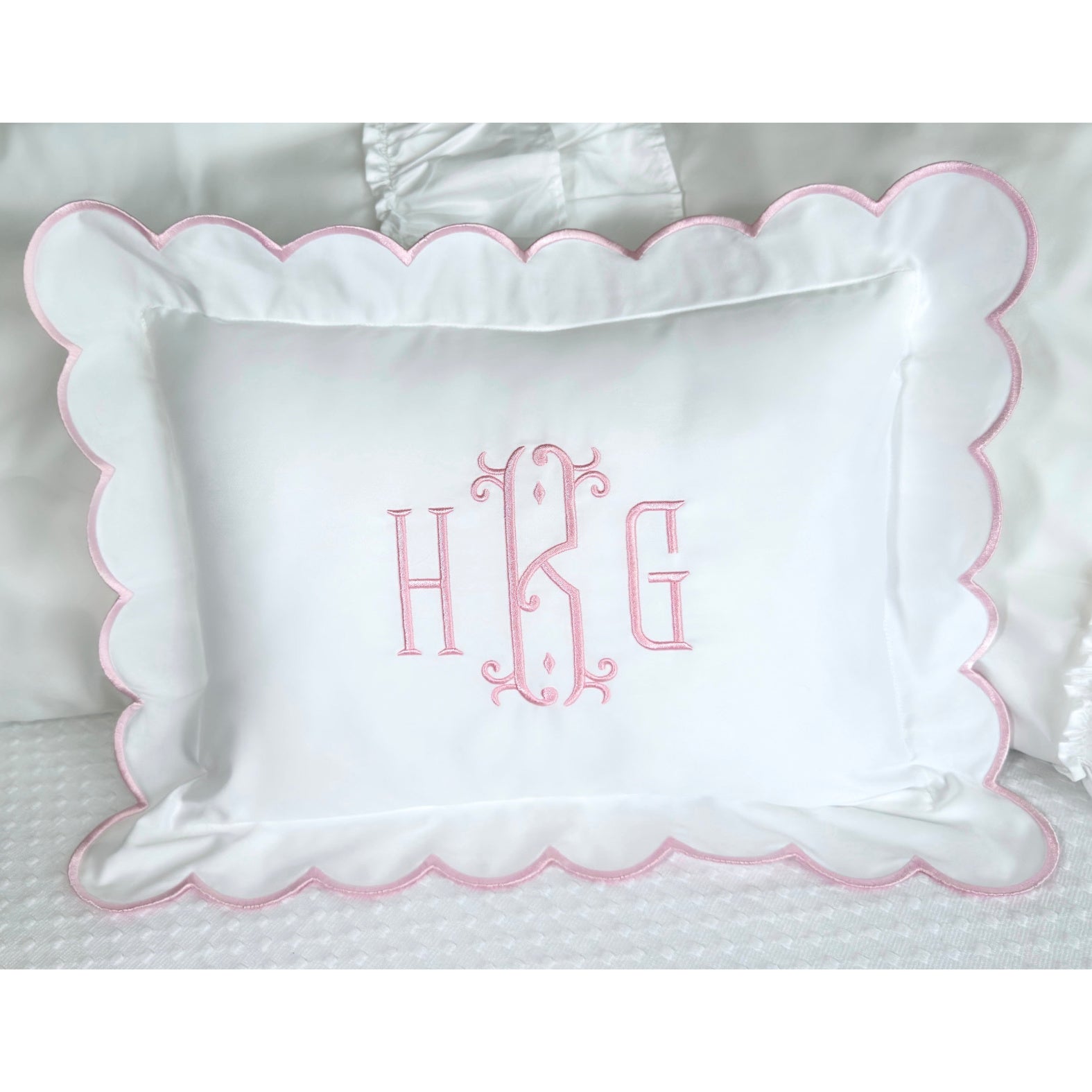 Embroidered Baby Pillow Personalized Scallop Pillow Sham, Baby Decor Personalized Monogram Nursery Pillow, nursery decor, embroidered baby name, embroidered baby girl pillow sham, baby gift, machine embroidered gifts baby, embroidered letter pillow, embroidered initial pillow, embroidered monogram pillow, childrens embroidered pillow, small embroidered pillow, embroidered name pillow, embroidered baby pillow, embroidered pillow custom, embroidered pillow sham