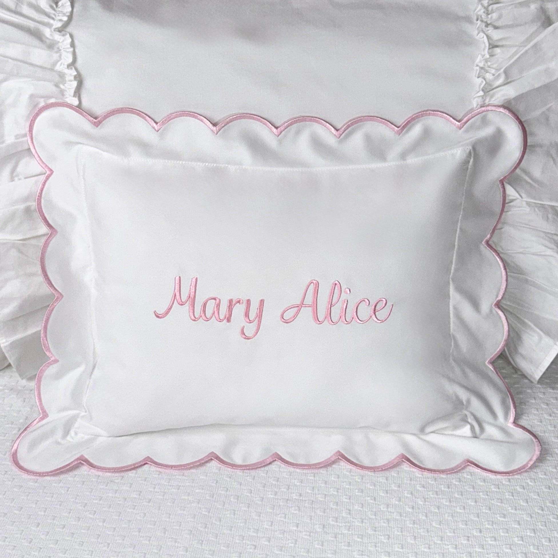 Cursive Embroidered Baby Pillow Personalized Scallop Pillow Sham, Baby Decor Personalized Monogram Nursery Pillow, nursery decor, embroidered baby name, embroidered baby girl pillow sham, baby gift, machine embroidered gifts baby, embroidered letter pillow, embroidered initial pillow, embroidered monogram pillow, childrens embroidered pillow, small embroidered pillow, embroidered name pillow, embroidered baby pillow, embroidered pillow custom, embroidered pillow sham