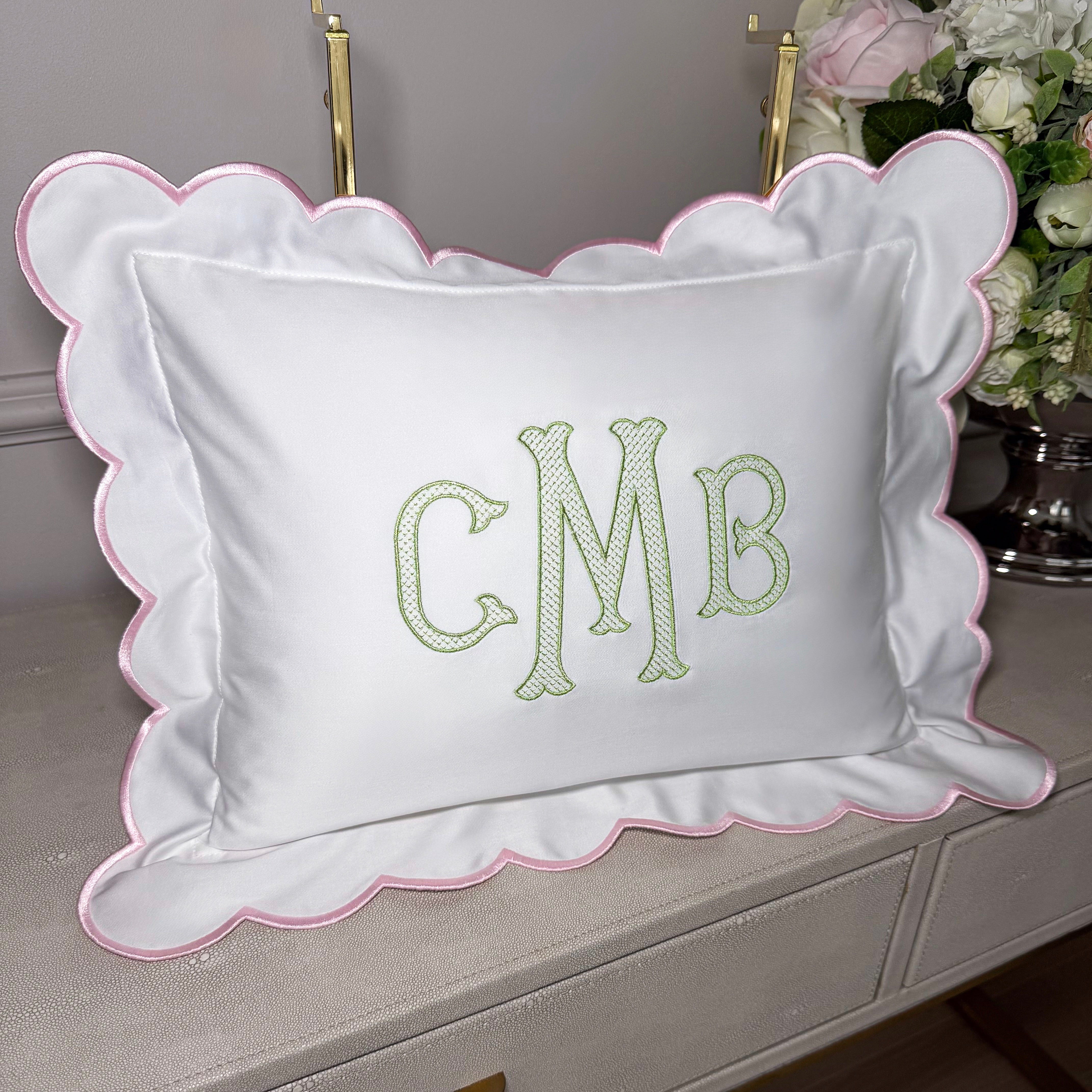 Embroidered  Pillow Baby Personalized Scallop Pillow Sham, Baby Decor Personalized Monogram Nursery Pillow, nursery decor, embroidered baby name, embroidered baby girl pillow sham, baby gift, machine embroidered gifts baby, embroidered letter pillow, embroidered initial pillow, embroidered monogram pillow, childrens embroidered pillow, small embroidered pillow, embroidered name pillow, embroidered baby pillow, embroidered pillow custom, embroidered pillow sham
