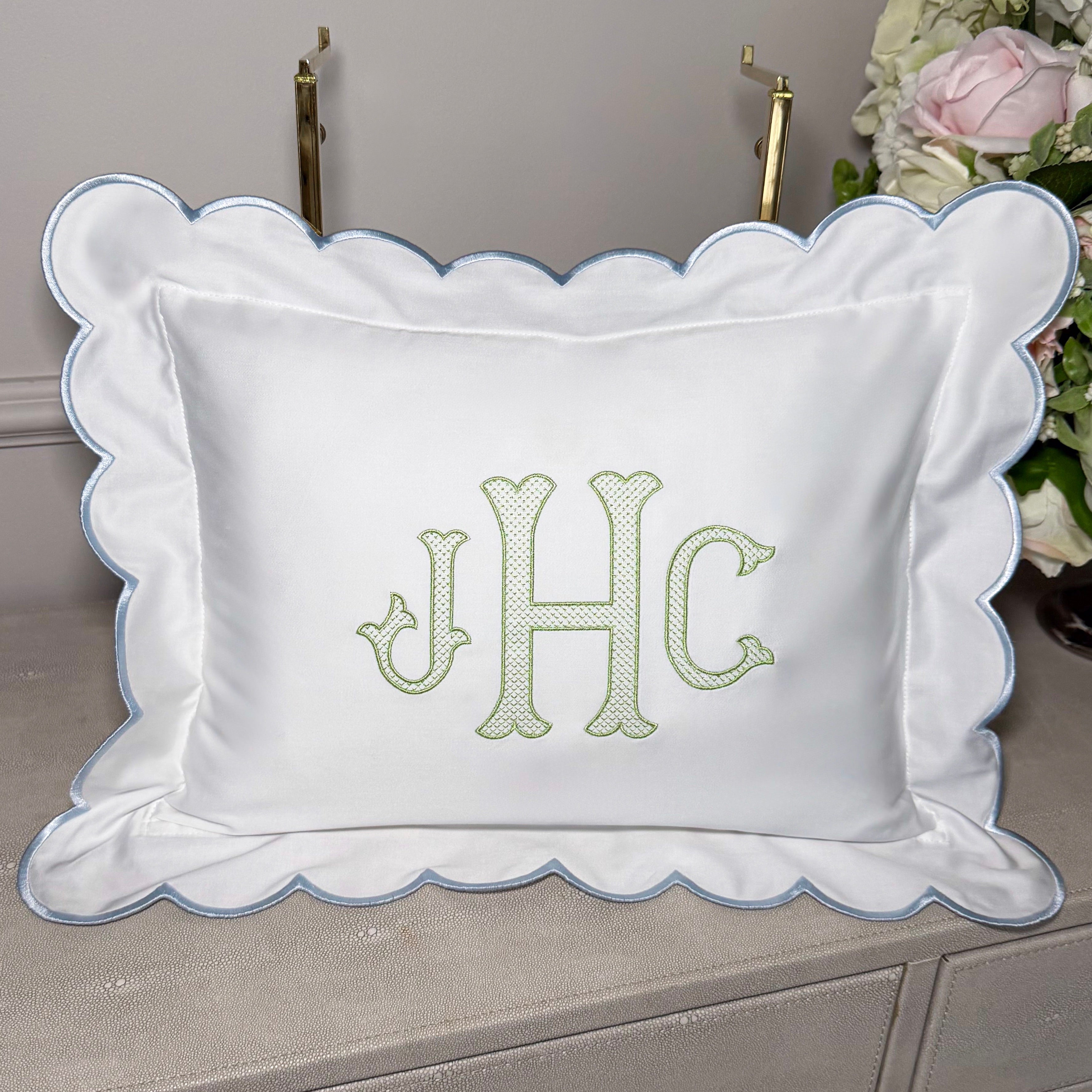 Embroidered  Pillow Baby Personalized Scallop Pillow Sham, Baby Decor Personalized Monogram Nursery Pillow, nursery decor, embroidered baby name, embroidered baby girl pillow sham, baby gift, machine embroidered gifts baby, embroidered letter pillow, embroidered initial pillow, embroidered monogram pillow, childrens embroidered pillow, small embroidered pillow, embroidered name pillow, embroidered baby pillow, embroidered pillow custom, embroidered pillow sham