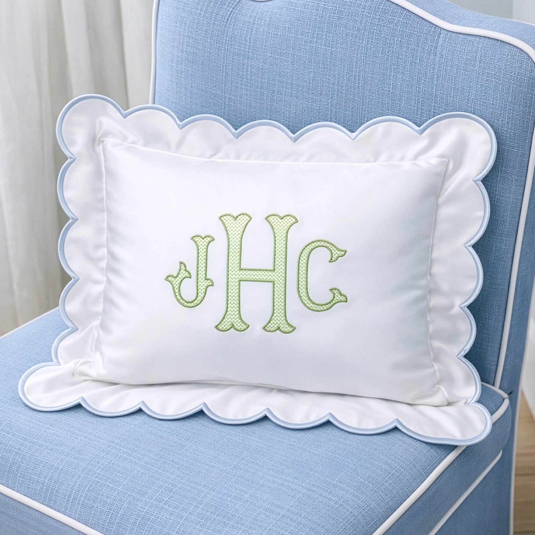 Embroidered  Pillow Baby Personalized Scallop Pillow Sham, Baby Decor Personalized Monogram Nursery Pillow, nursery decor, embroidered baby name, embroidered baby girl pillow sham, baby gift, machine embroidered gifts baby, embroidered letter pillow, embroidered initial pillow, embroidered monogram pillow, childrens embroidered pillow, small embroidered pillow, embroidered name pillow, embroidered baby pillow, embroidered pillow custom, embroidered pillow sham