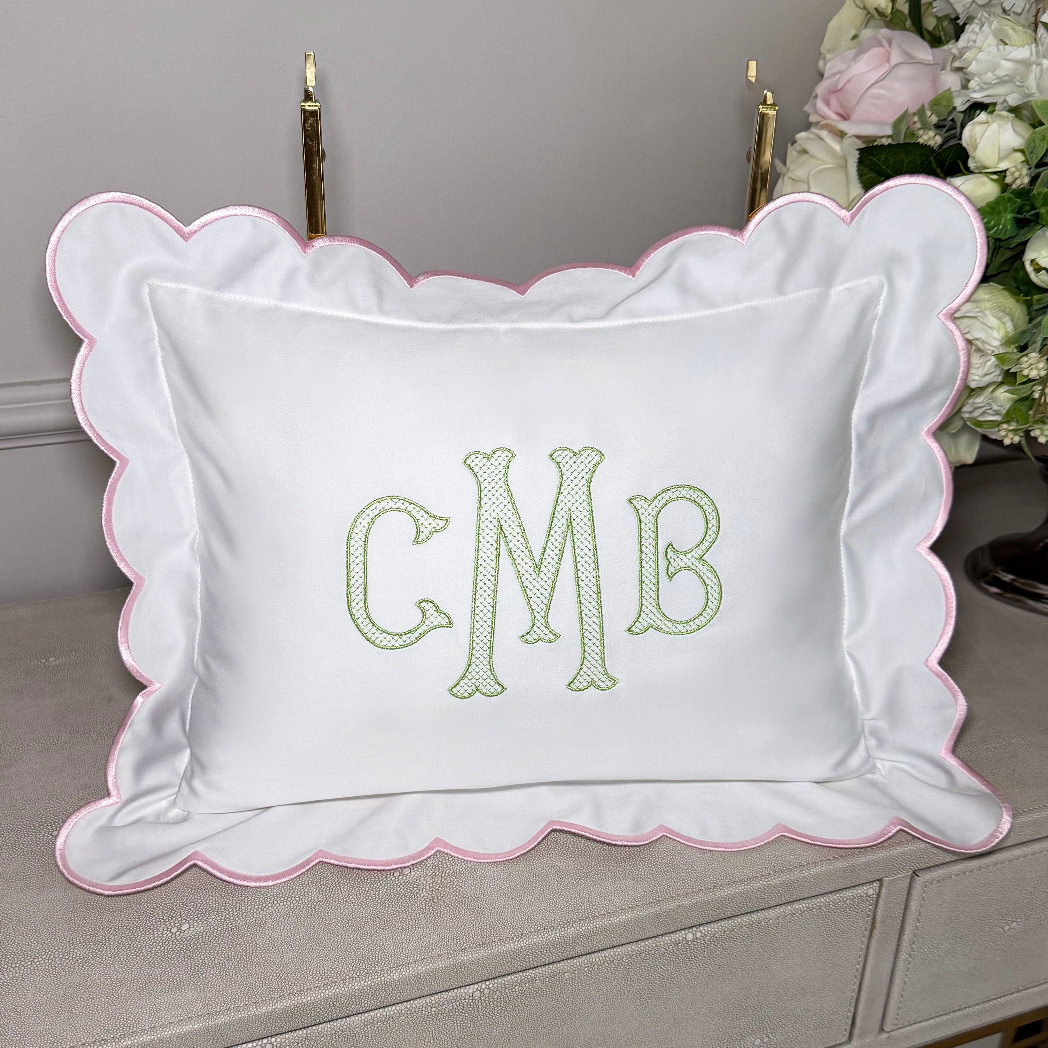 Embroidered  Pillow Baby Personalized Scallop Pillow Sham, Baby Decor Personalized Monogram Nursery Pillow, nursery decor, embroidered baby name, embroidered baby girl pillow sham, baby gift, machine embroidered gifts baby, embroidered letter pillow, embroidered initial pillow, embroidered monogram pillow, childrens embroidered pillow, small embroidered pillow, embroidered name pillow, embroidered baby pillow, embroidered pillow custom, embroidered pillow sham