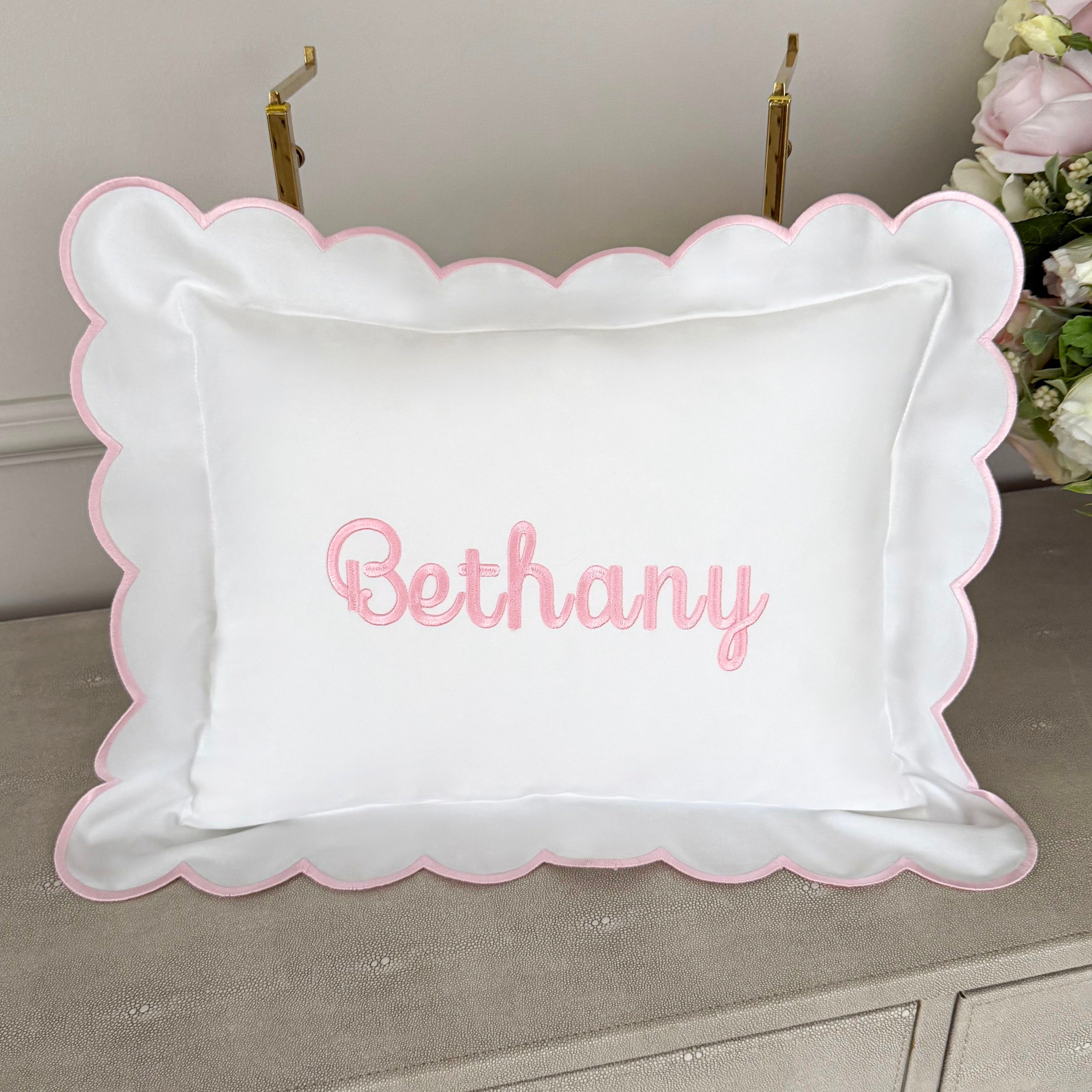 Cursive Embroidered Baby Pillow Personalized Scallop Pillow Sham, Baby Decor Personalized Monogram Nursery Pillow, nursery decor, embroidered baby name, embroidered baby girl pillow sham, baby gift, machine embroidered gifts baby, embroidered letter pillow, embroidered initial pillow, embroidered monogram pillow, childrens embroidered pillow, small embroidered pillow, embroidered name pillow, embroidered baby pillow, embroidered pillow custom, embroidered pillow sham