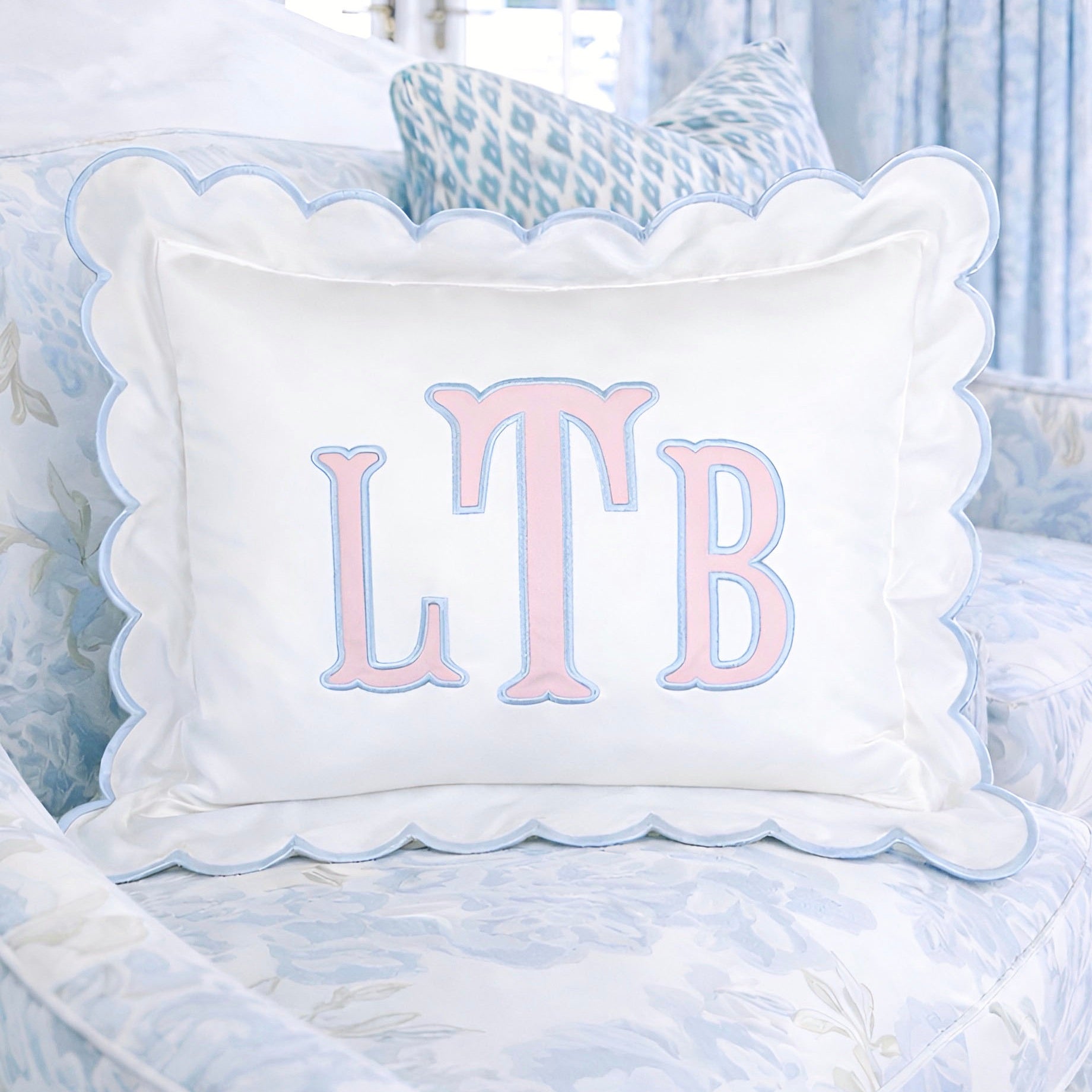 Baby Gift Personalized Monogram Pillow, Applique Initials Pillow for Nursery Decor. scalloped applique initials pillow, applique name pillow, custom applique pillow, applique baby pillow, applique lumbar pillow, applique pillow nursery, embroidered initial pillow, embroidered baby pillow, initial pillow baby nursery, baby initial pillow, letter pillow for baby, custom throw pillow for new baby